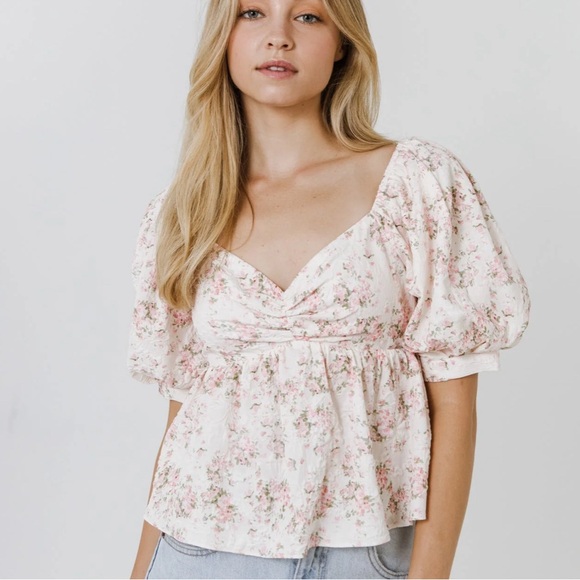 English Factory Textured Floral Top - Picture 1 of 5